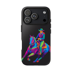 Colorful Cowgirl Riding Horse iPhone Case