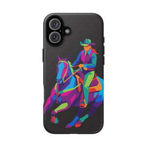 Colorful Cowgirl Riding Horse iPhone Case
