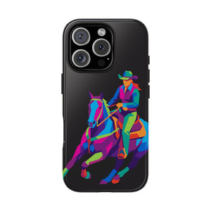 Colorful Cowgirl Riding Horse iPhone Case