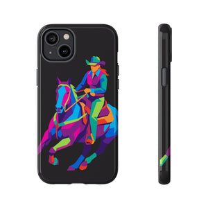 Colorful Cowgirl Riding Horse iPhone Case