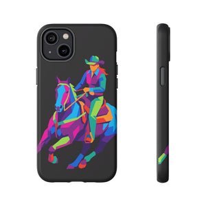 Colorful Cowgirl Riding Horse iPhone Case