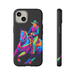 Colorful Cowgirl Riding Horse iPhone Case