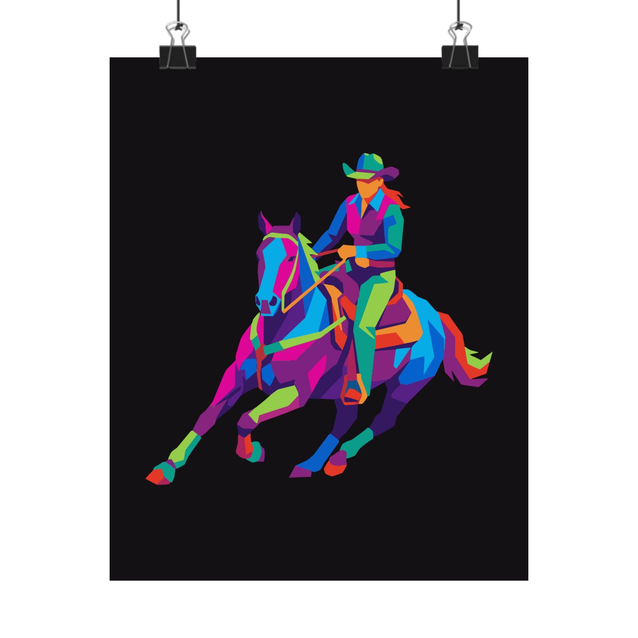 Cowgirl Rodeo Western Pferde Kunstdruck