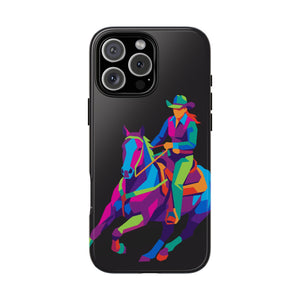 Colorful Cowgirl Riding Horse iPhone Case