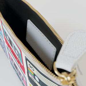 Retro Cassette Tape Patterned Mini Clutch Bag