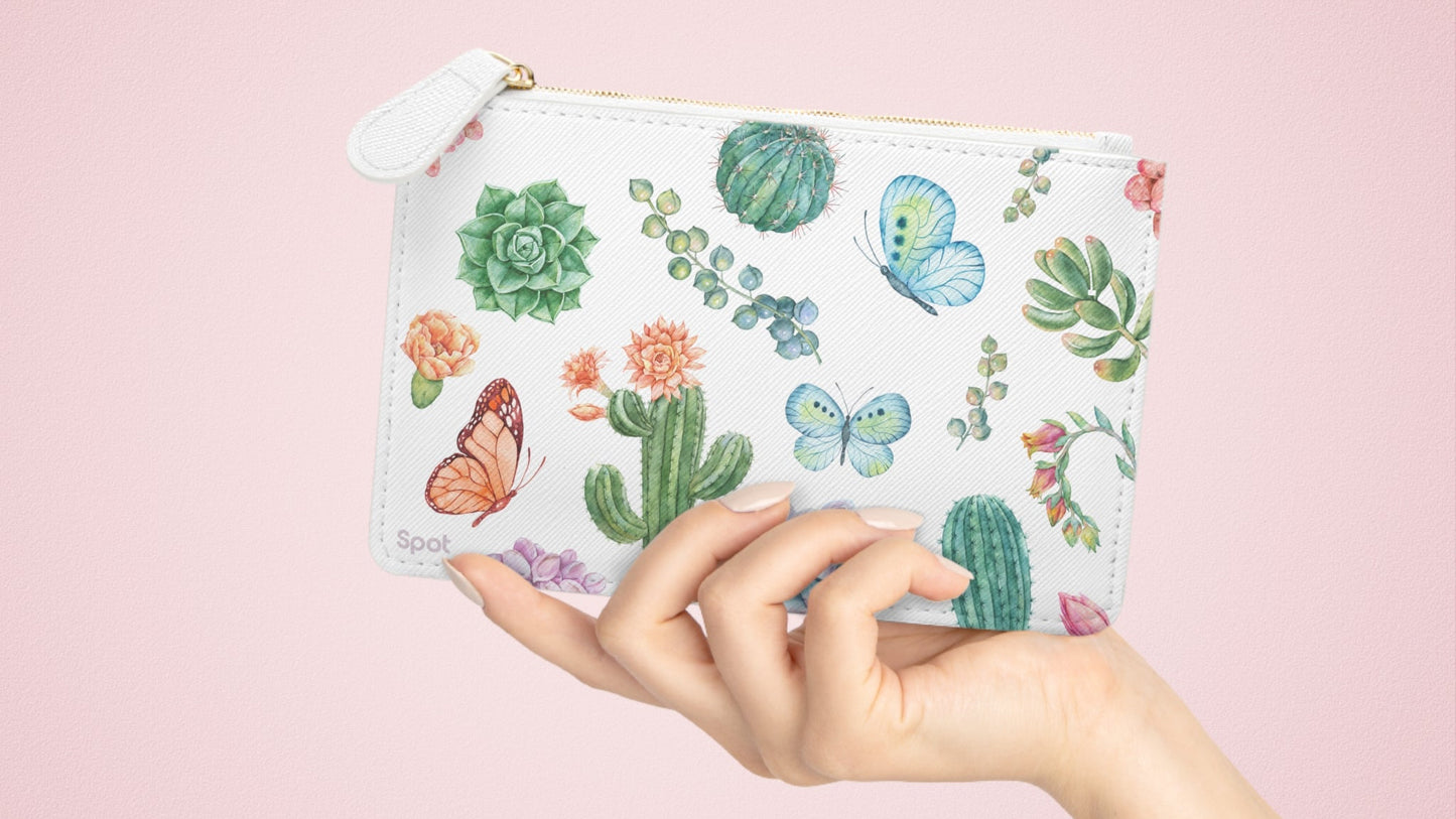 Desert Bloom Botanical Mini Zipper Clutch Bag