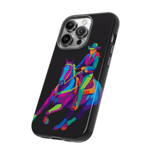 Colorful Cowgirl Riding Horse iPhone Case