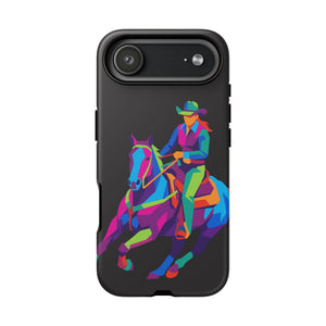 Colorful Cowgirl Riding Horse iPhone Case