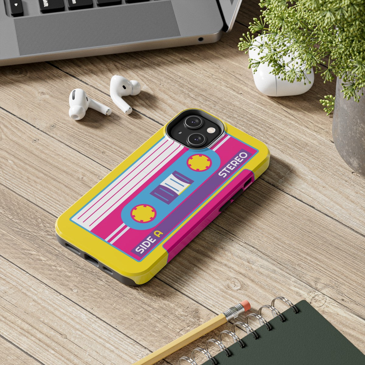 Neon Rewind Cassette iPhone Case