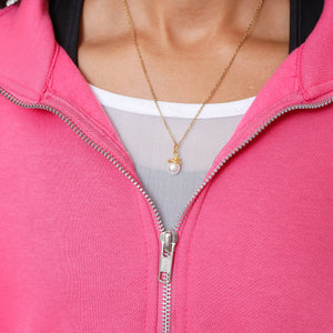 Golden Acorn Pearl Charm Necklace