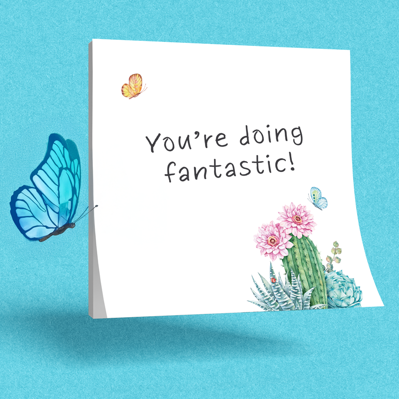 Schmetterling-Kaktus Post-it® Notizblock-Set