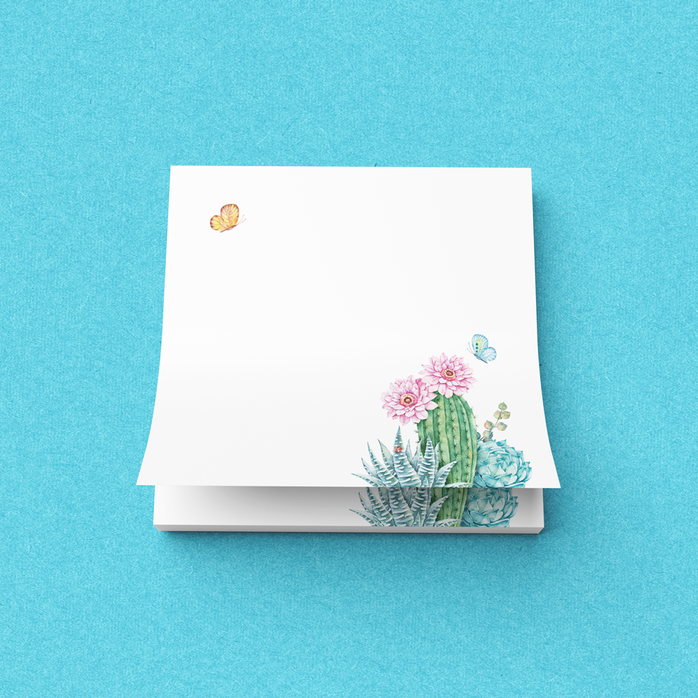 Schmetterling-Kaktus Post-it® Notizblock-Set