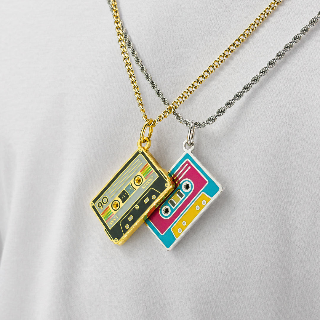 Cassette Tape Enamel Pendant Charm Set