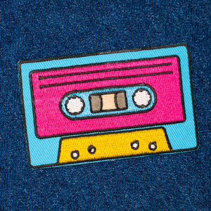 Retro Rewind: Colorful Cassette Tape Iron-On Patch