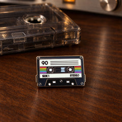 Retro Cassette Tape Enamel Pin | Gold-Plated Music Lover Gift