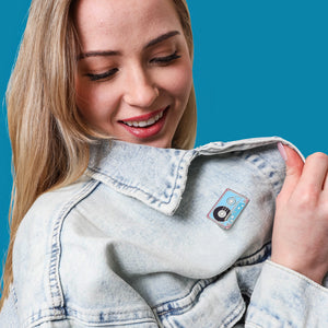 Crystal Blue Cassette Enamel Pin