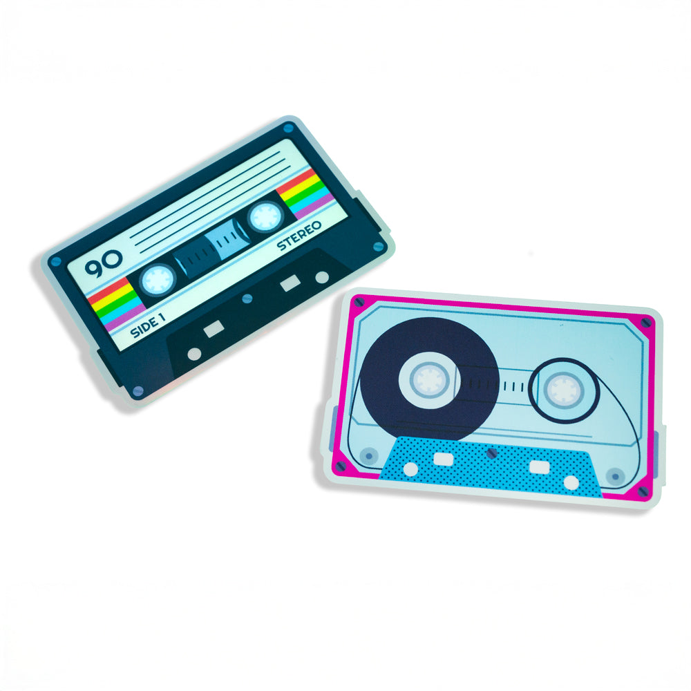 Retro Cassette Tape Sticker Pack – 6 Holographic 80s Music Decals