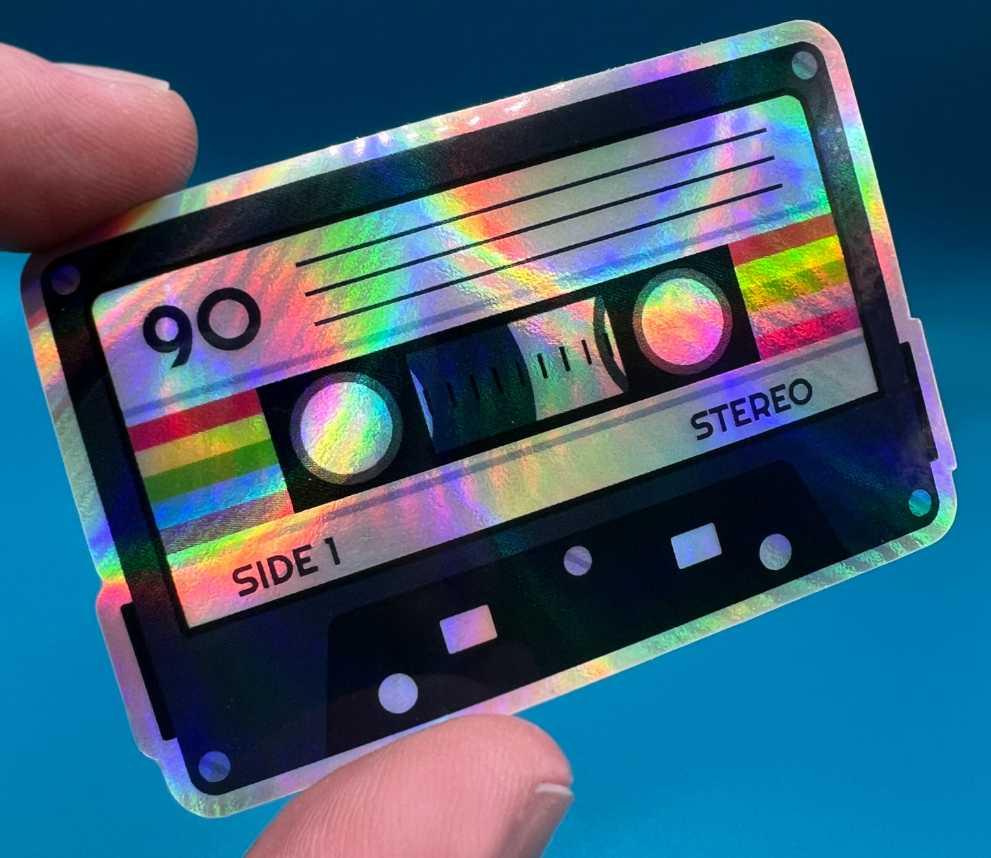 Holographic 80s Mix Tape Stickers – Set of 2 Throwback Decals
