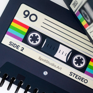 Retro Cassette Tape Notebook Set of 2 – A6 Mini Spiral Journals