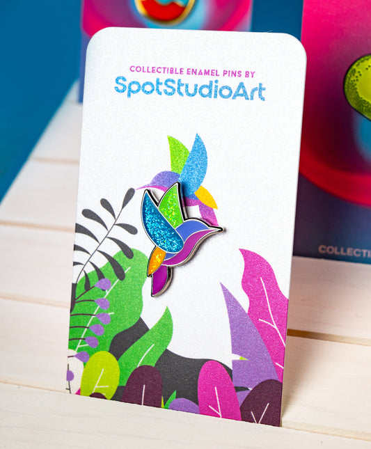 Glittery Hummingbird Enamel Pin