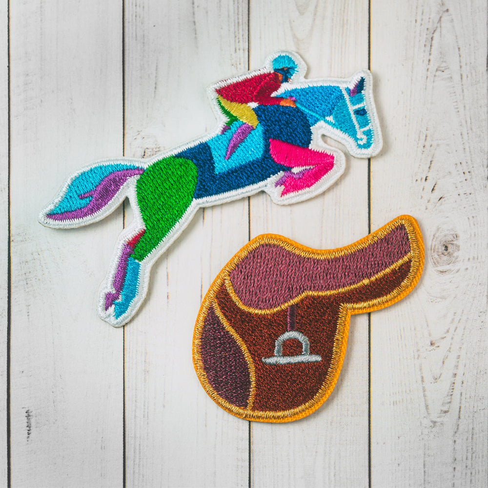 Gestickter Aufnäher-Bundle für den Reitsport