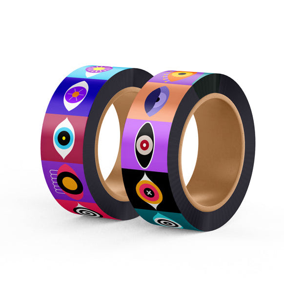 Eyes on Repeat – Geometrische Augenmuster Washi Tape Set