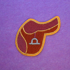 English Riding Saddle Embroidered Iron-On Patch