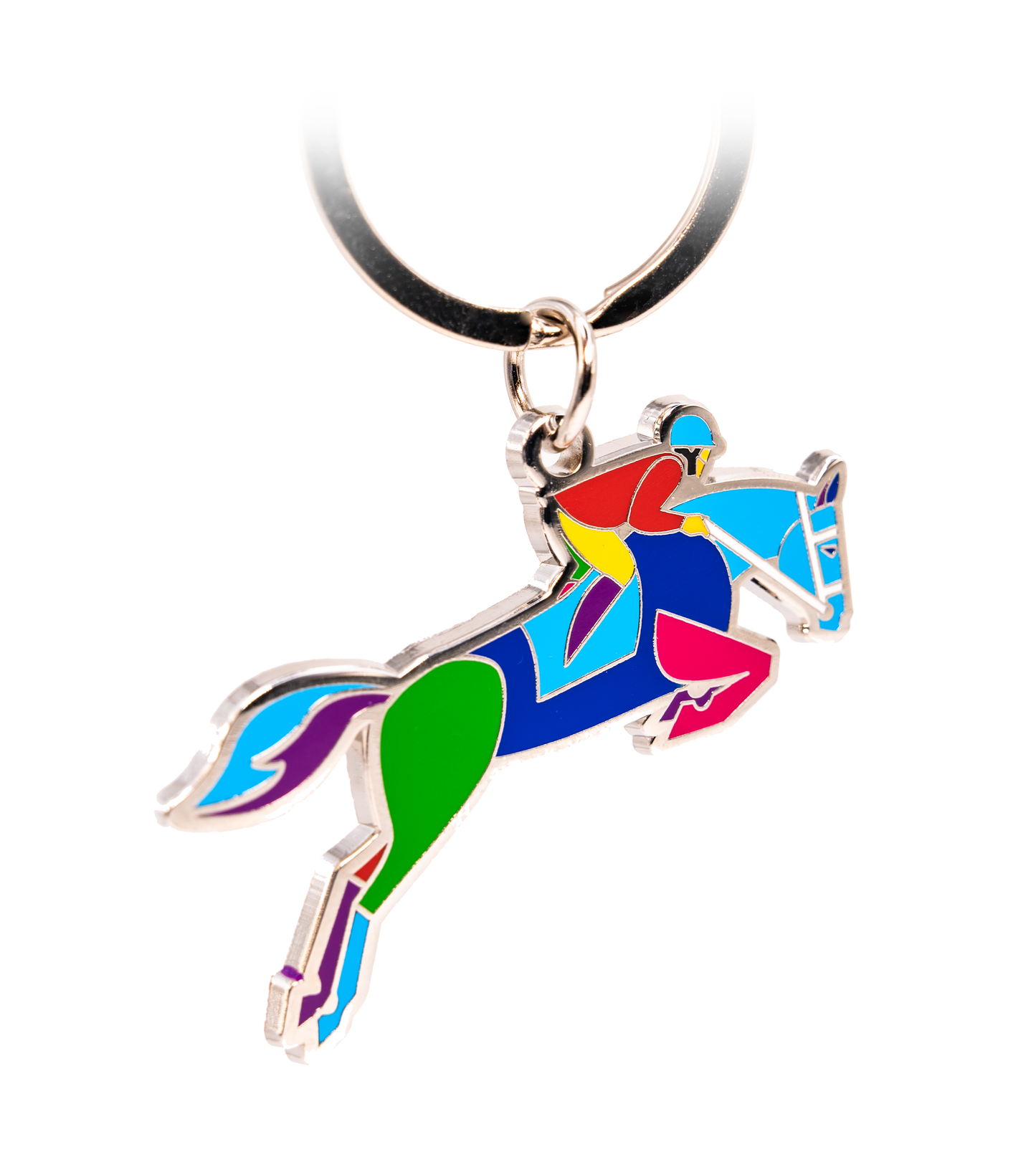 Jumping Equestrian Enamel Keychain