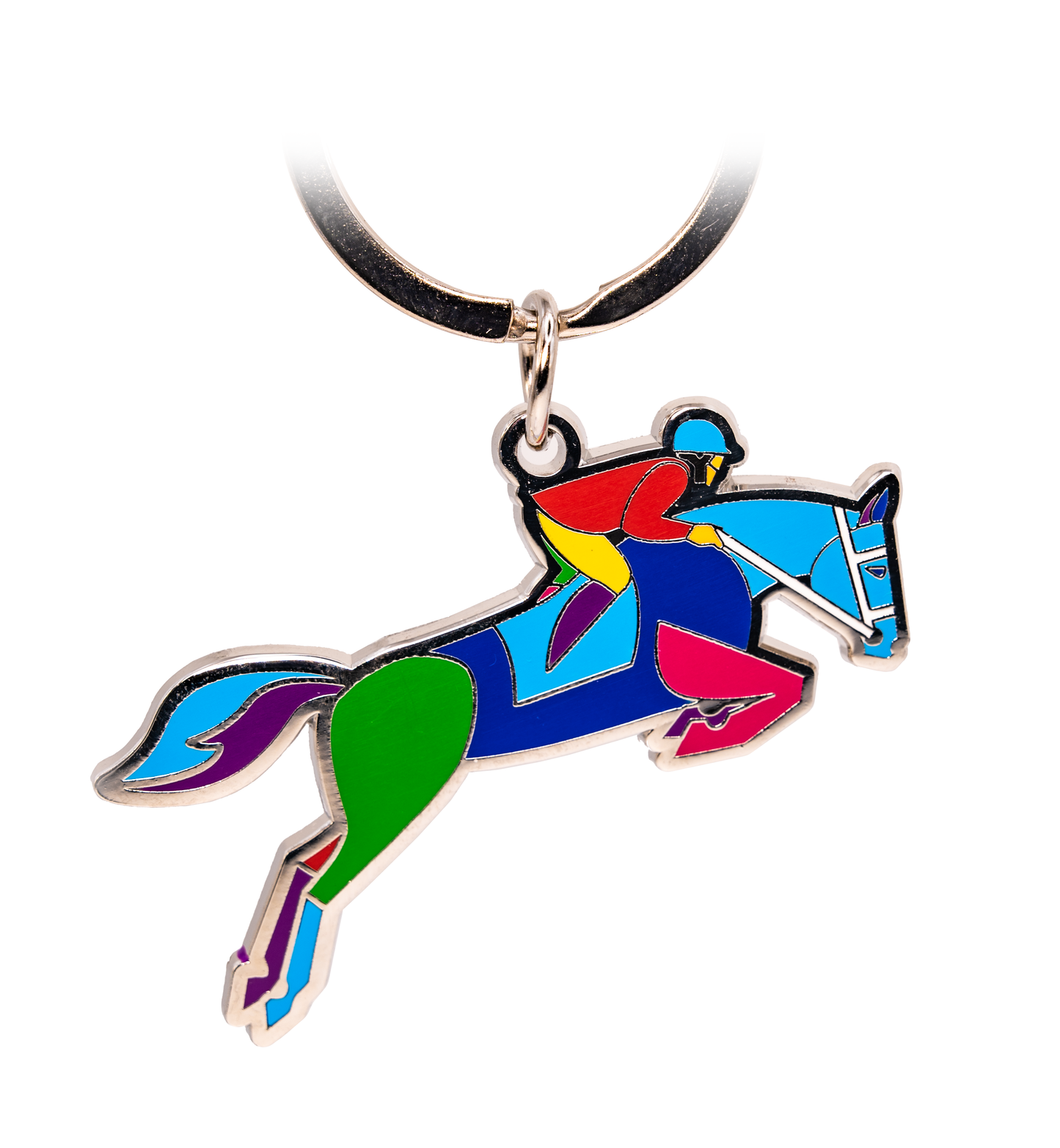 Jumping Equestrian Enamel Keychain
