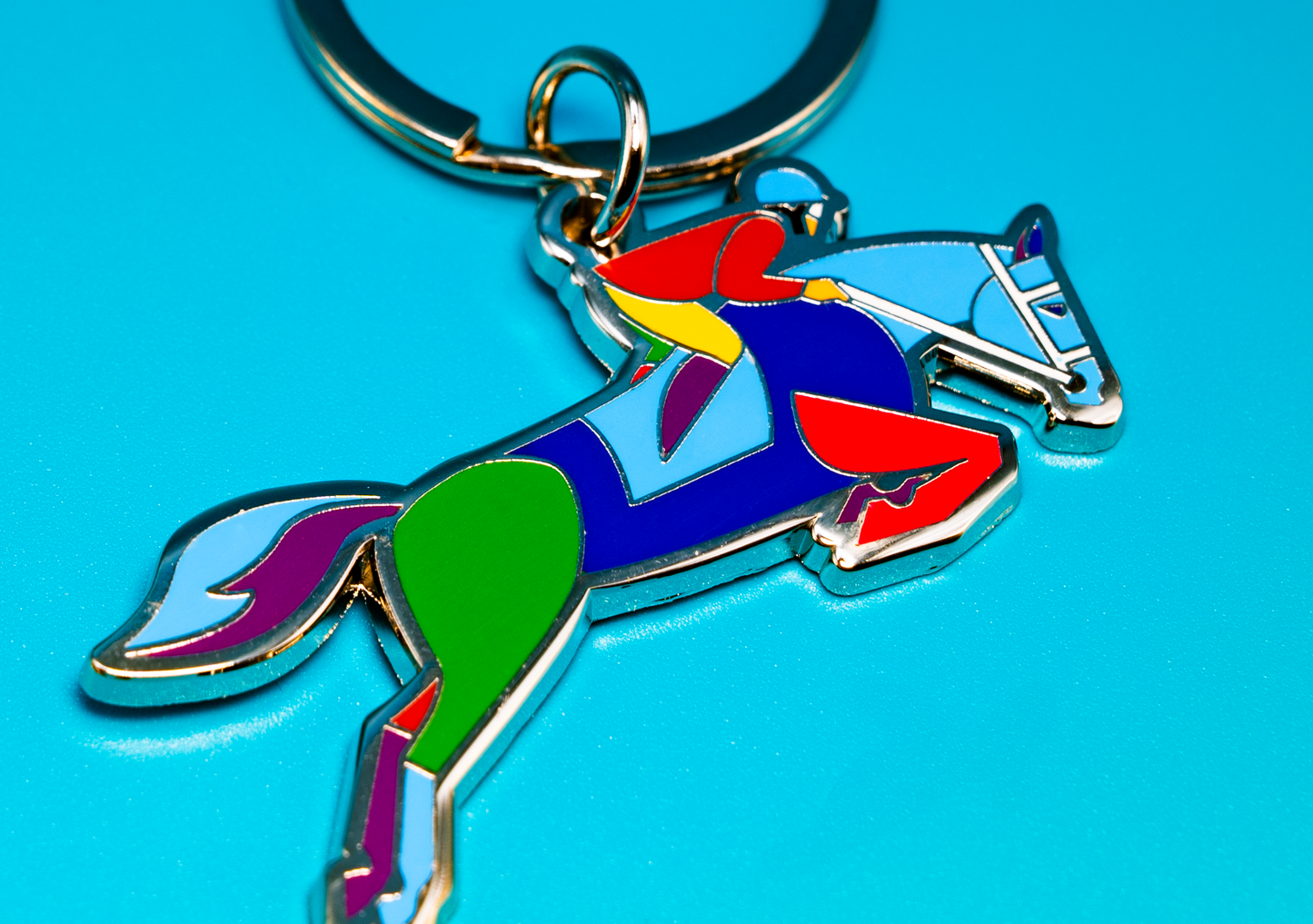Jumping Equestrian Enamel Keychain