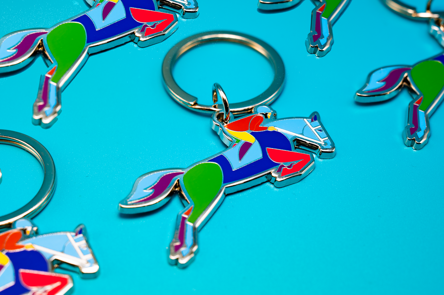 Jumping Equestrian Enamel Keychain