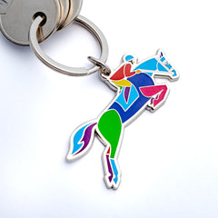 Jumping Equestrian Enamel Keychain