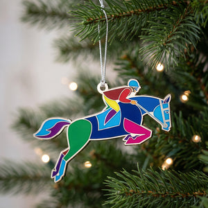 Equestrian Horse Jumping Enamel Ornament
