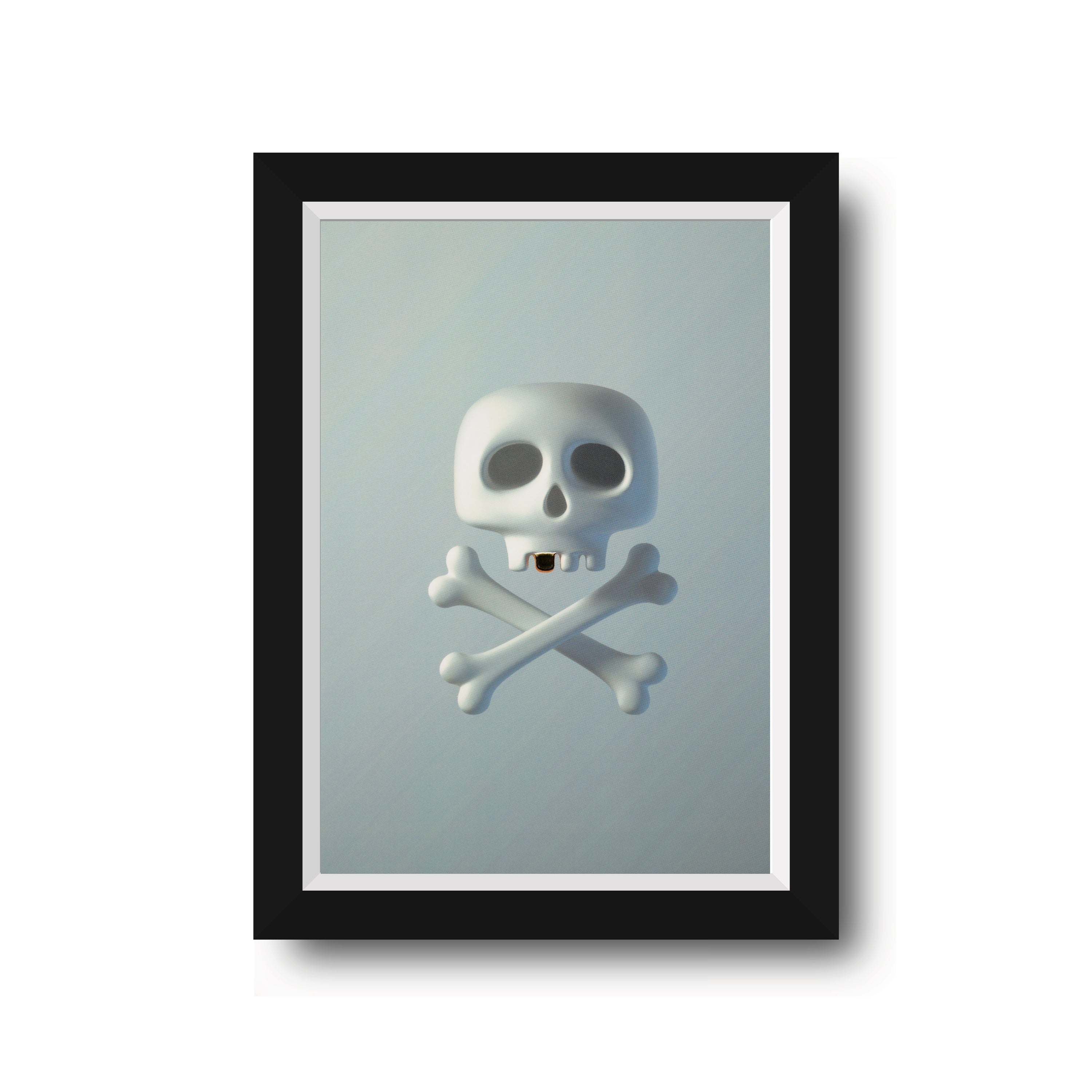 Golden Grin: Ein Totenkopf-Kunstdruck