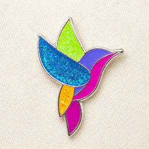 Glittery Hummingbird Enamel Pin