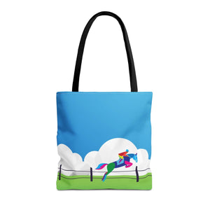 Equestrian Horse Jumping Tote Bag – Durable Canvas Bag for Horse Lovers, Riders & Equestrian Enthusiasts