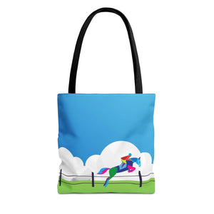 Equestrian Horse Jumping Tote Bag – Durable Canvas Bag for Horse Lovers, Riders & Equestrian Enthusiasts
