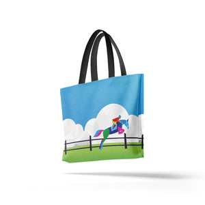 Equestrian Horse Jumping Tote Bag – Durable Canvas Bag for Horse Lovers, Riders & Equestrian Enthusiasts