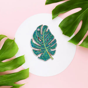 Sparkling Monstera Leaf Enamel Pin