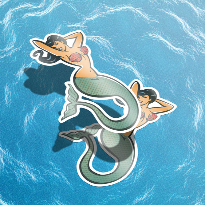 Retro Pin-up Meerjungfrau-Sticker
