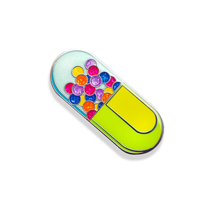 Capsule Pill Pin: Glittering Medicine Enamel Accessory