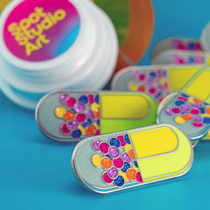 Capsule Pill Pin: Glittering Medicine Enamel Accessory