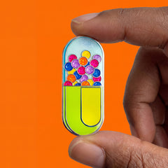 Capsule Pill Pin: Glittering Medicine Enamel Accessory