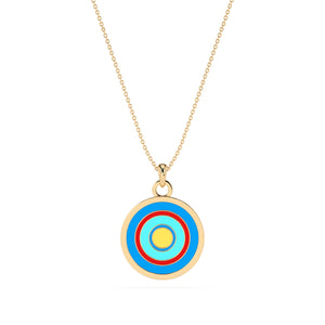 Golden Halo Enamel Pendant Charm Necklace