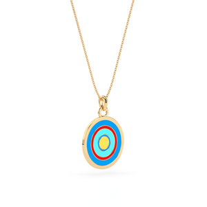 Golden Halo Enamel Pendant Charm Necklace