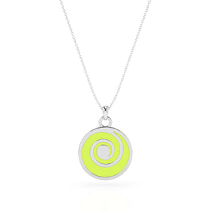 Verdant Vortex Enamel Pendant Charm Necklace