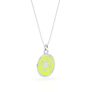 Verdant Vortex Enamel Pendant Charm Necklace