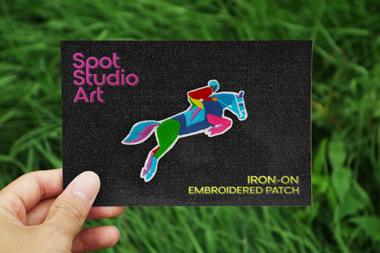 Equestrian Horse Jumping Iron-On Embroidered Patch