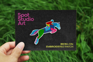 Equestrian Horse Jumping Iron-On Embroidered Patch