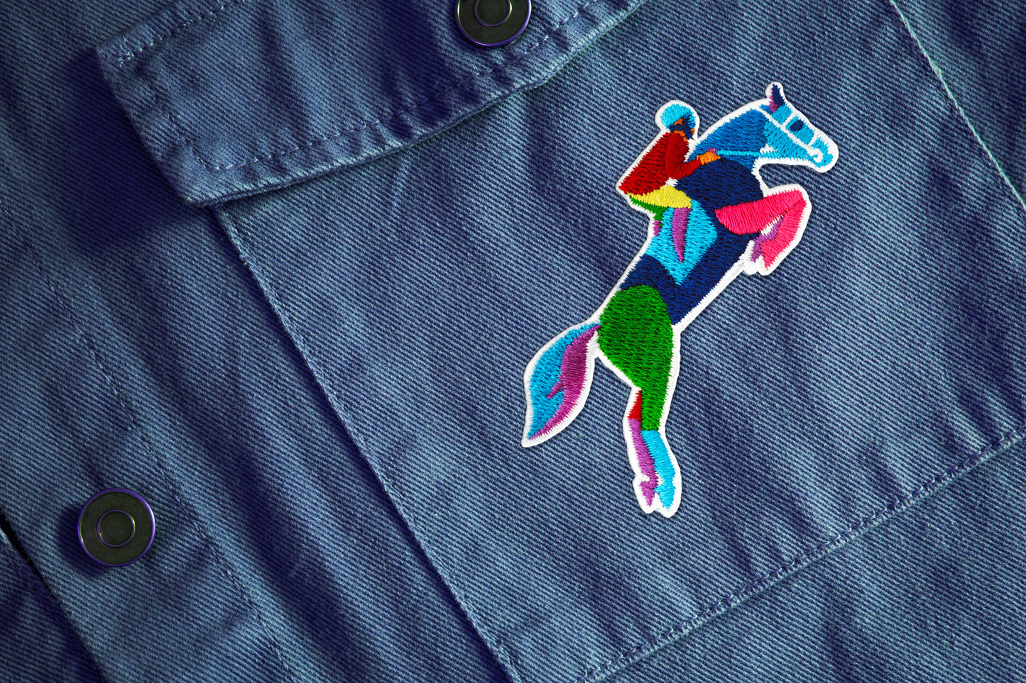 Equestrian Horse Jumping Iron-On Embroidered Patch